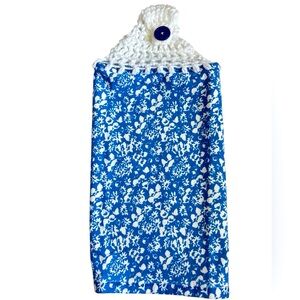 HAND CRAFTED Colorful Floral Crochet Top Hanging Kitchen or Bathroom Hand Towel